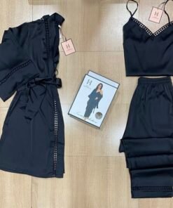 Ensemble 3 Pieces En Satin " Noir "