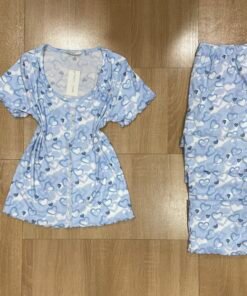 Pyjama Demi-manche ' Bleu Cœur '