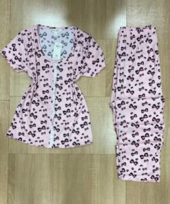 Pyjama Demi-manche ' Rose léopard '
