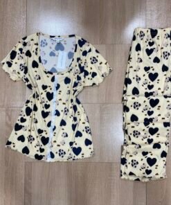 Pyjama Demi-manche ' Beige cœur '