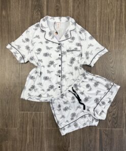 Pyjama Short Boutonnée " Blanc Papillon "