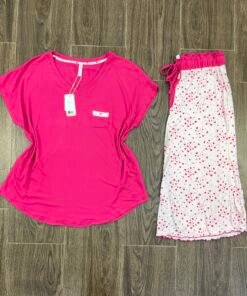 Pyjama demi manche Pantacourt " Fushia "