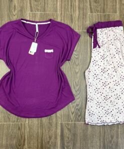 Pyjama demi manche Pantacourt " Violet "