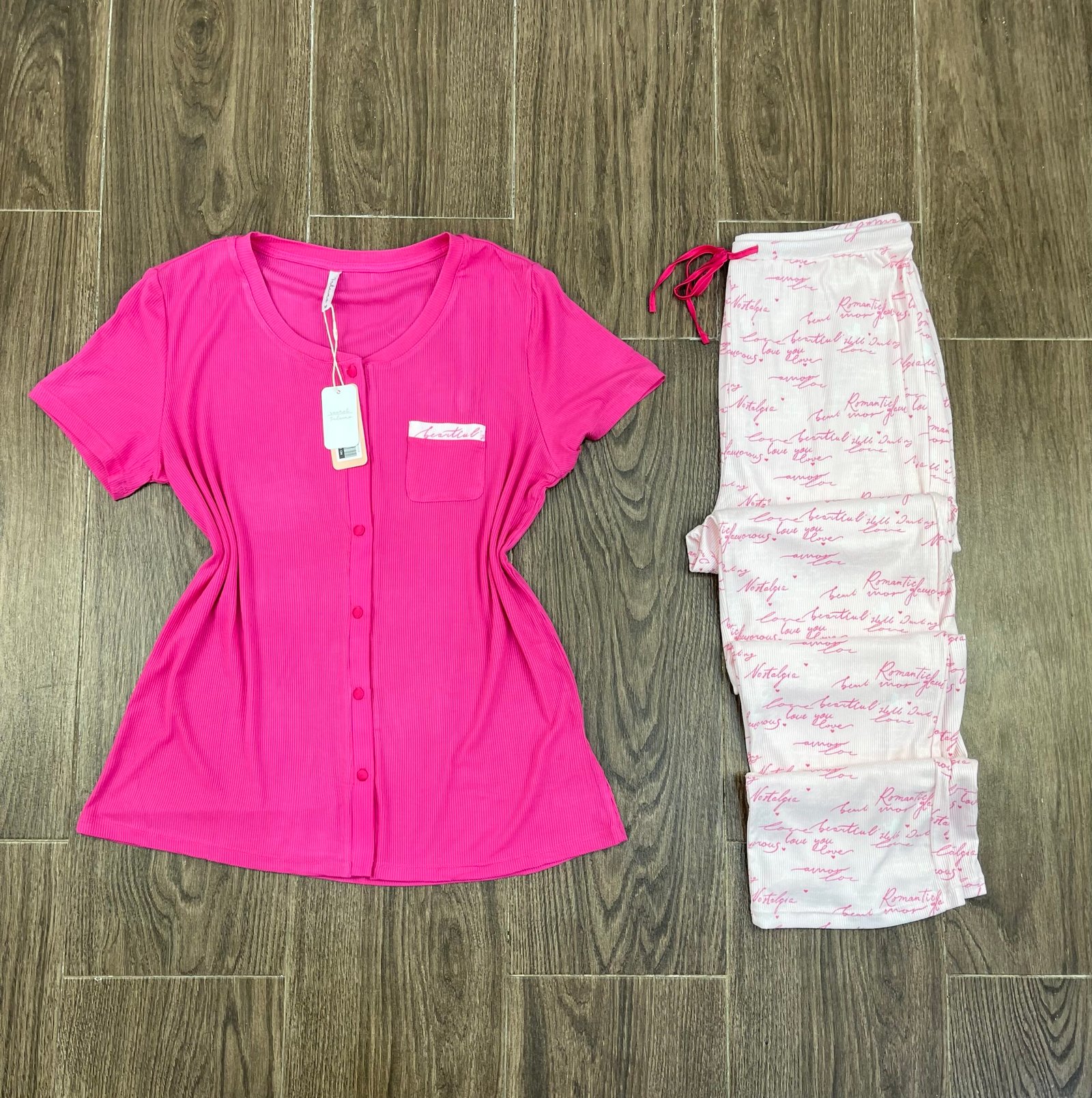 Pyjama demi manche " Fushia " Boutonnée