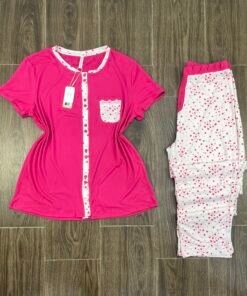 Pyjama demi manche " Fushia " Boutonnée
