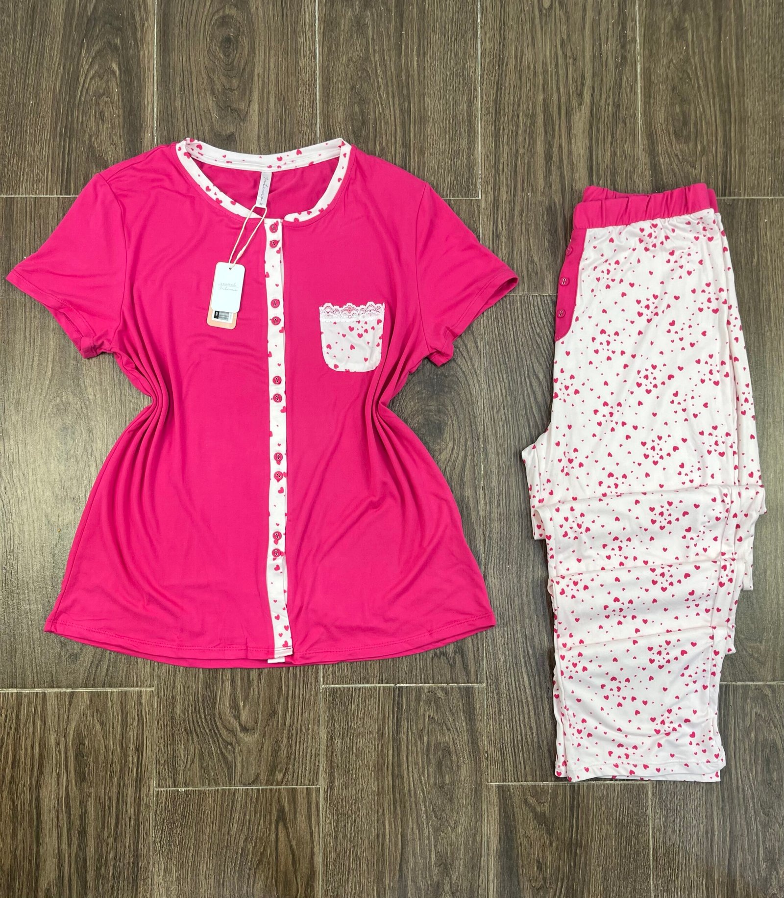 Pyjama demi manche " Fushia " Boutonnée
