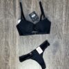 Ensemble 2 pcs Push Up " Noir " Bas String
