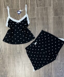 Bustier Short " Noir cœur " en Cotton