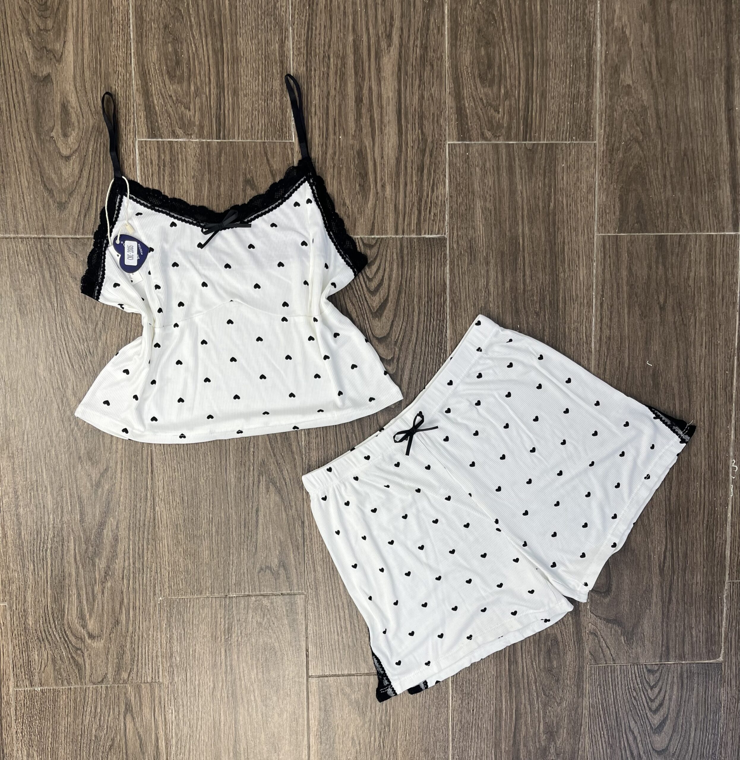 Bustier Short " Blanc cœur " en Cotton
