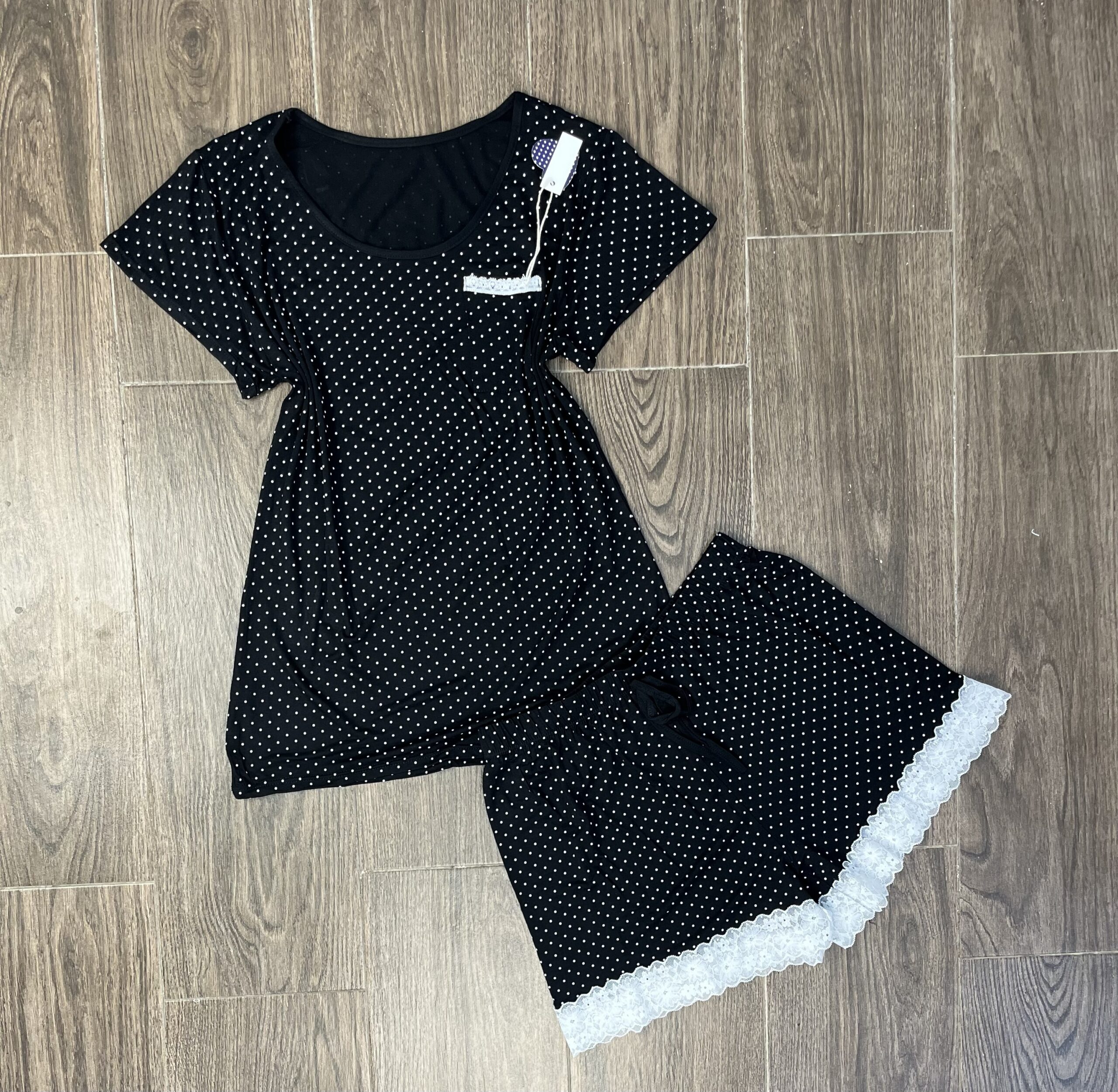 Pyjama Short demi manche " Noir " en Cotton
