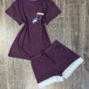 Pyjama Short demi manche " Bordeaux " en Cotton