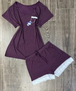 Pyjama Short demi manche " Bordeaux " en Cotton
