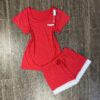 Pyjama Short demi manche " Rouge " en Cotton