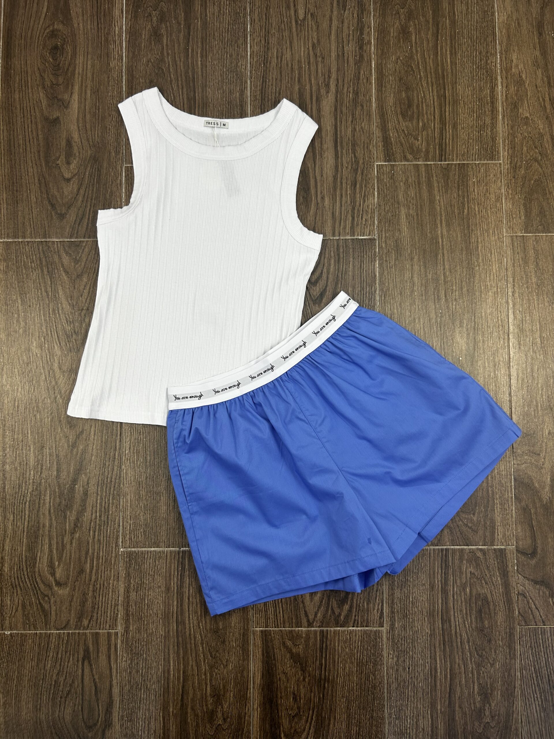 Debardeur Short " Blanc " En Cotton