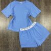 Pyjama Short " Bleu " En Cotton