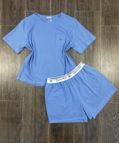 Pyjama Short " Bleu " En Cotton