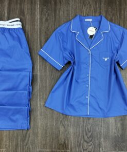 Pyjama Boutonnée " Bleu " En Cotton