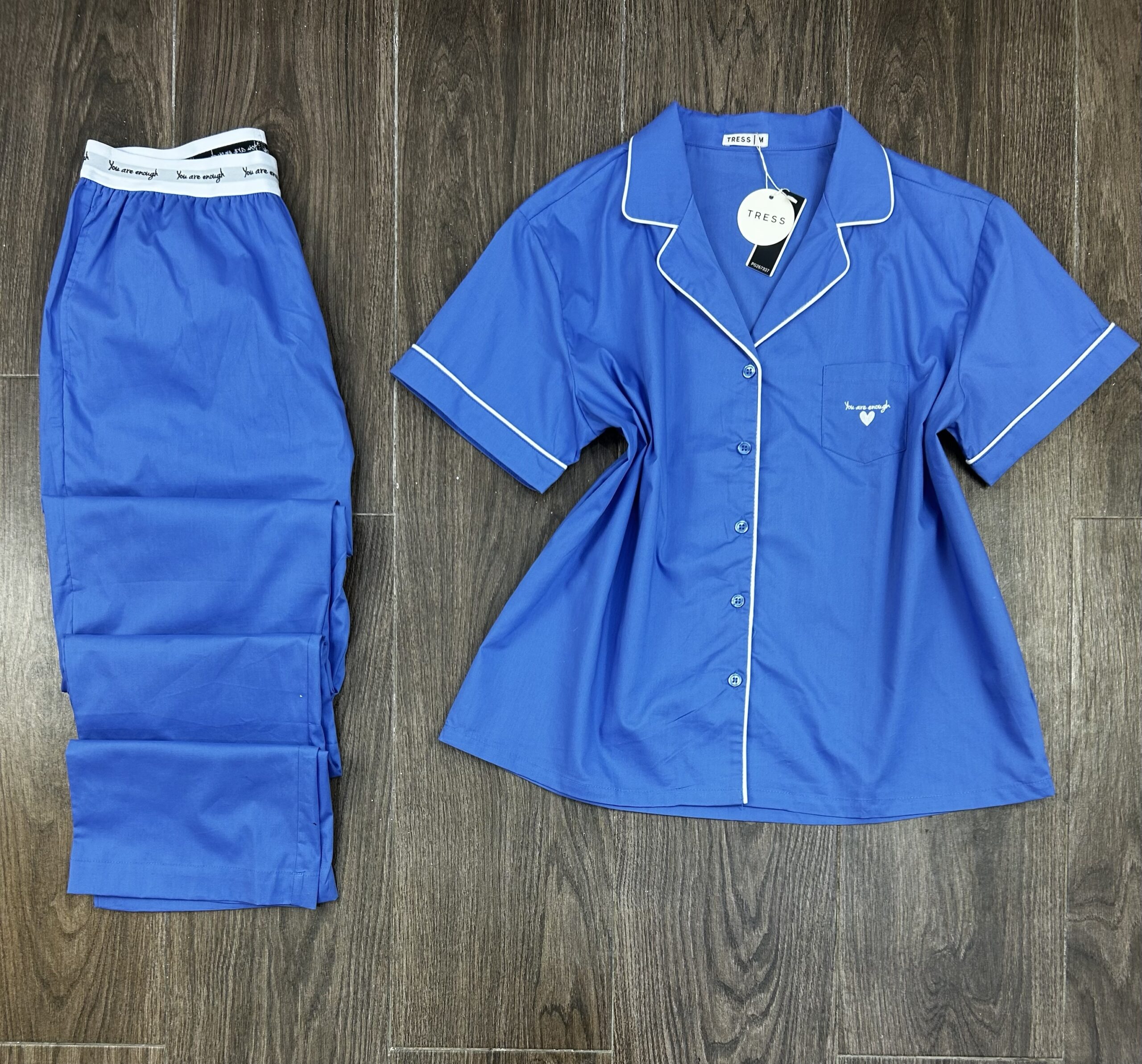 Pyjama Boutonnée " Bleu " En Cotton
