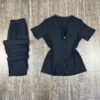 Pyjama Boutonnée " Noir " en Cotton demi manche