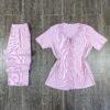 Pyjama Boutonnée " Rose " en Cotton demi manche