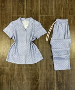 Pyjama Boutonnée " Bleu " en Cotton