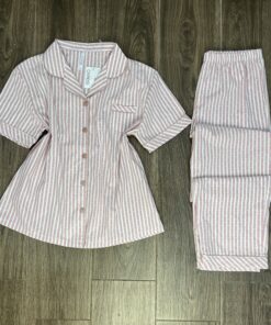 Pyjama Boutonnée ‘ Bois de Rose ‘ En Cotton