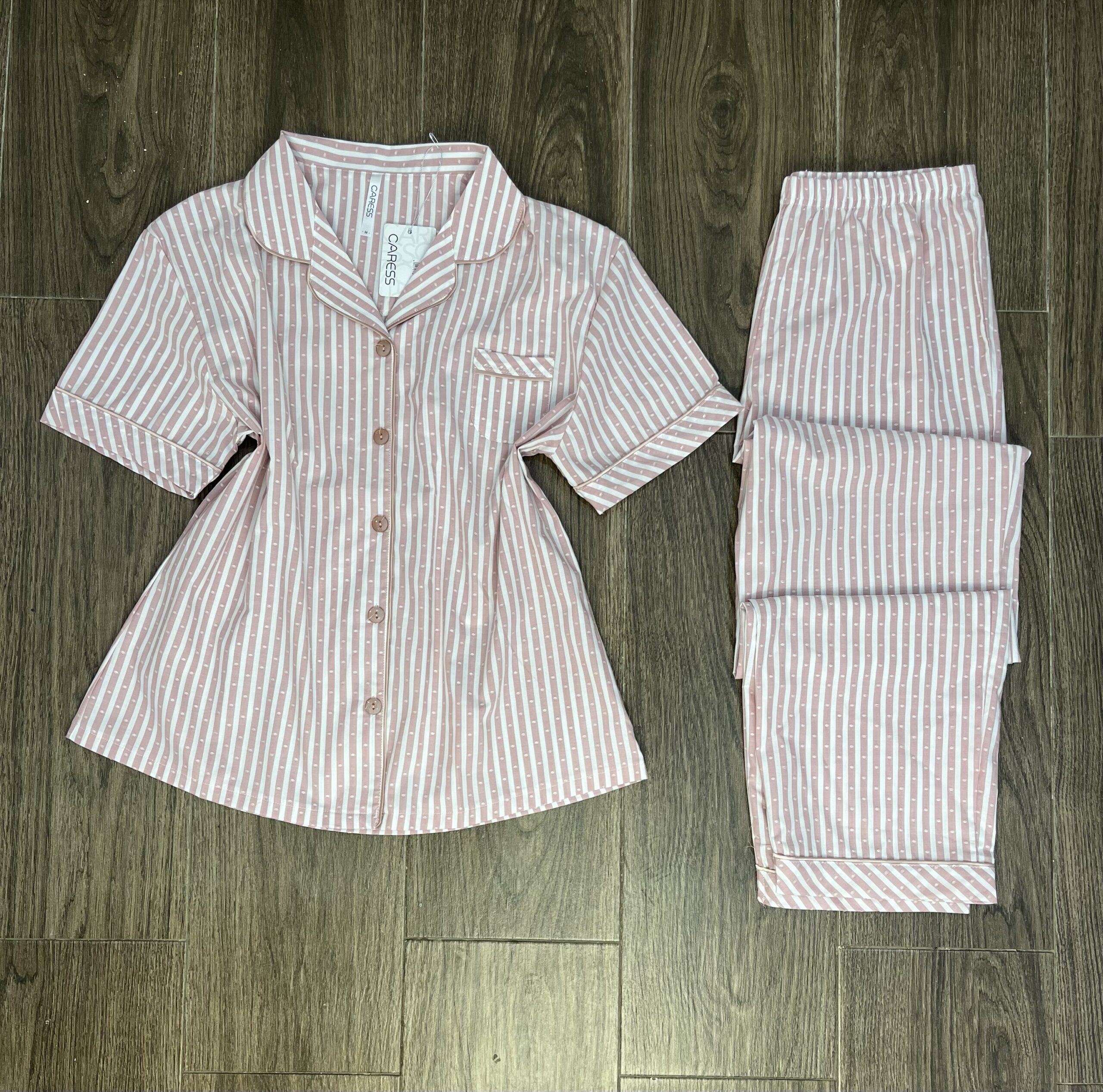 Pyjama Boutonnée ‘ Bois de Rose ‘ En Cotton