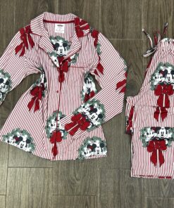 Pyjama Boutonnée " A Rayure Mickey " Manche longue