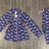 Pyjama Boutonnée " Bleu Nœud " manche longue