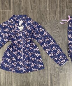 Pyjama Boutonnée " Bleu Nœud " manche longue