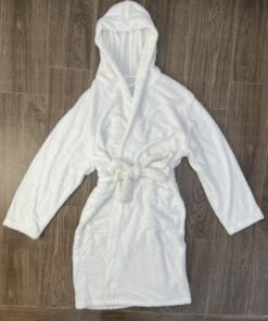 Robe de chambre longue ‘ Blanc ‘ avec capuche