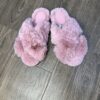 Pantoufle en fourrure " Croisé " Rose "