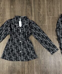 Pyjama Boutonnée ‘ Noir ‘ En satin manche longue