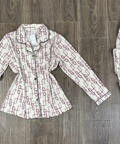 Pyjama Boutonnée ‘ Beige ‘ En satin manche longue