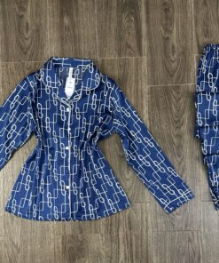 Pyjama Boutonnée ‘ Bleu ‘ En satin manche longue