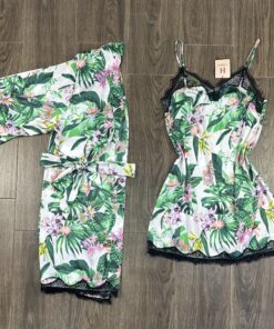 Ensemble Nuisette Peignoir " Vert "