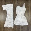 Ensemble Nuisette Peignoir Long " Blanc Nœud  " en cotton