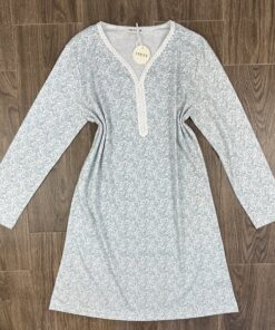 Chemise de nuit " Vert a fleurs " manche longue