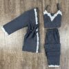 Pyjama 3 Piéces " Gris " En Velour