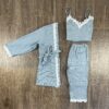 Pyjama 3 Piéces " Bleu Pastel " En Velour