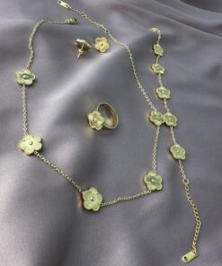 Parure 4 pièces En Acier inoxydable " Trèfle Gold "