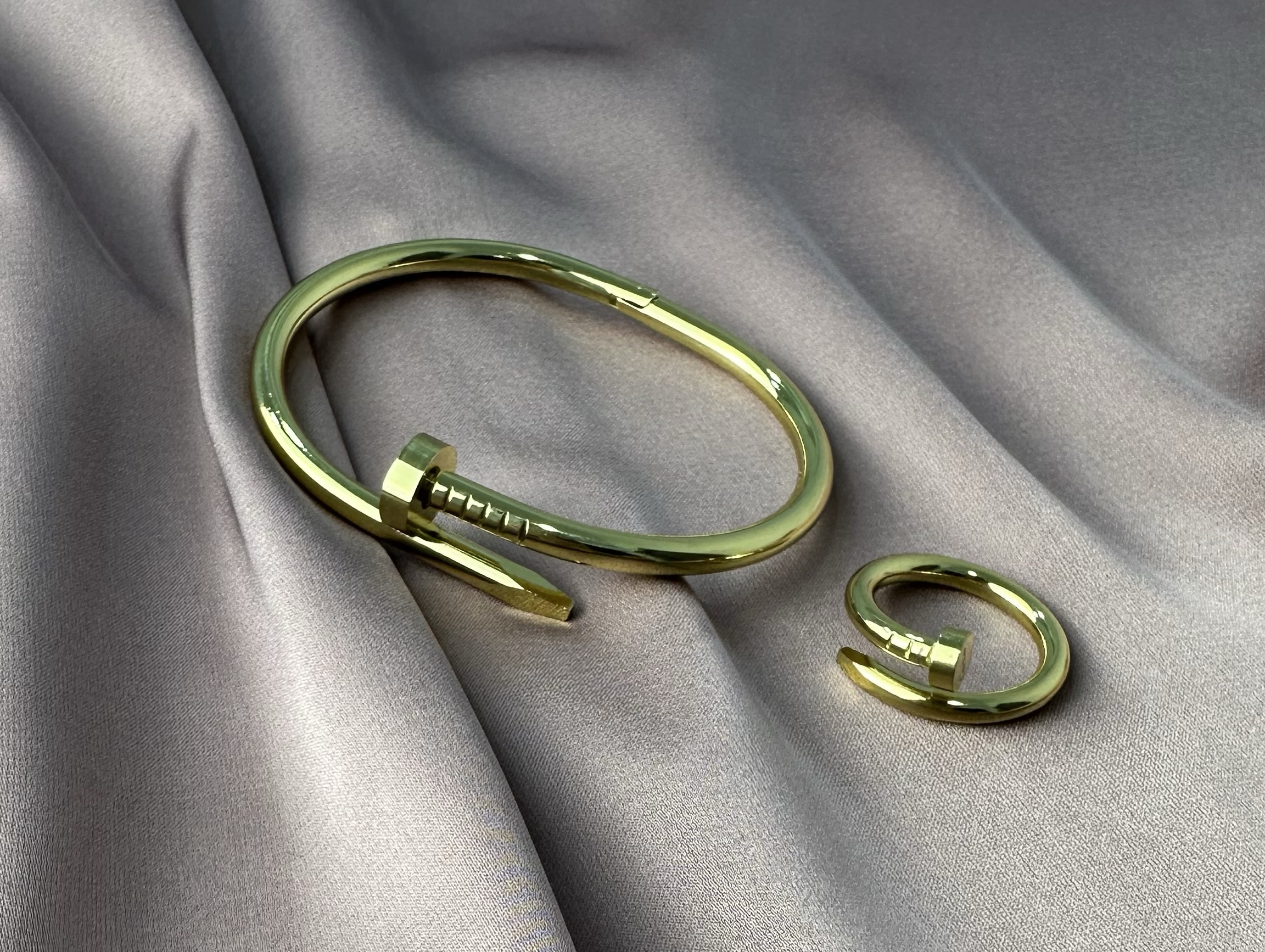 Bracelet + Bague " Clou " En Acier inoxydable