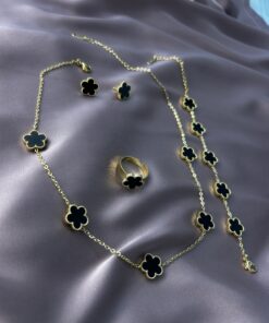 Parure 4 pièces En Acier inoxydable " Trèfle Black "