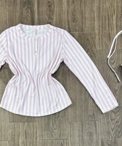 Pyjama Manche Longue " Rose a rayure "