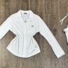 Pyjama Manche Longue " Blanc Petit Point Coloré " Boutonnée