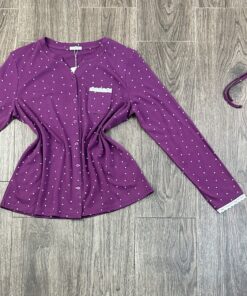 Pyjama Manche Longue " Aubergine " Boutonnée