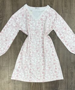Chemise de nuit ‘ Rose à fleurs ‘ manche longue