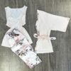 Pyjama 3 pièces ‘ Rose ‘ Bas en satin