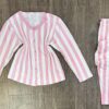 Pyjama Boutonnée " Blanc-Rose " manche longue