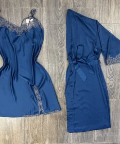 Ensemble nuisette peignoir ‘ Bleu-Vert ‘